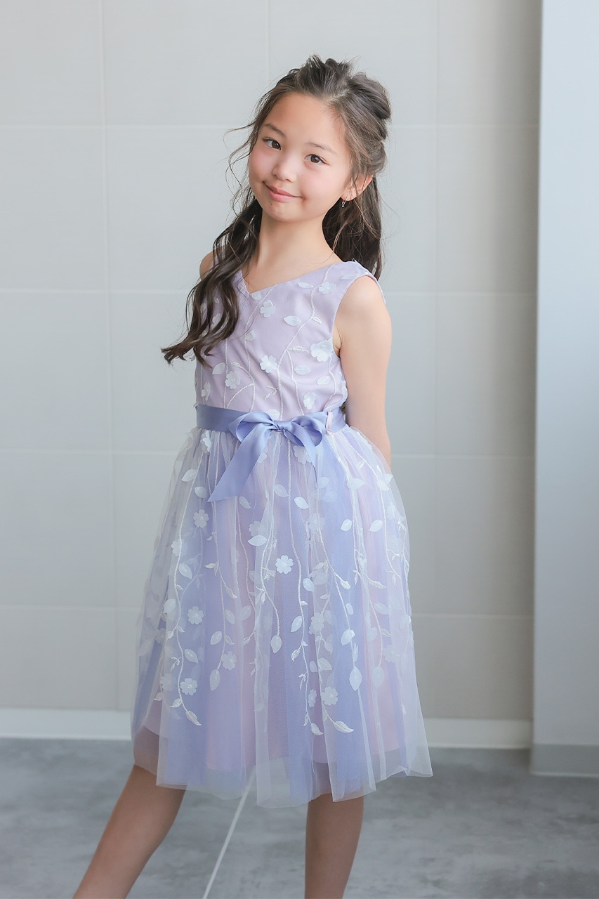 Kids 3Dフラワーダブルチュールドレス 10歳